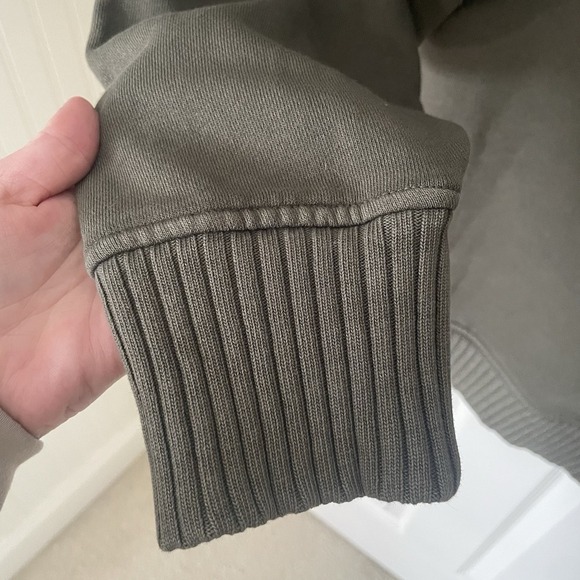 Aerie Quarter Zip Ribbed Sweater Sweatshirt Olive Green Medium New With Tags - Picture 5 of 12